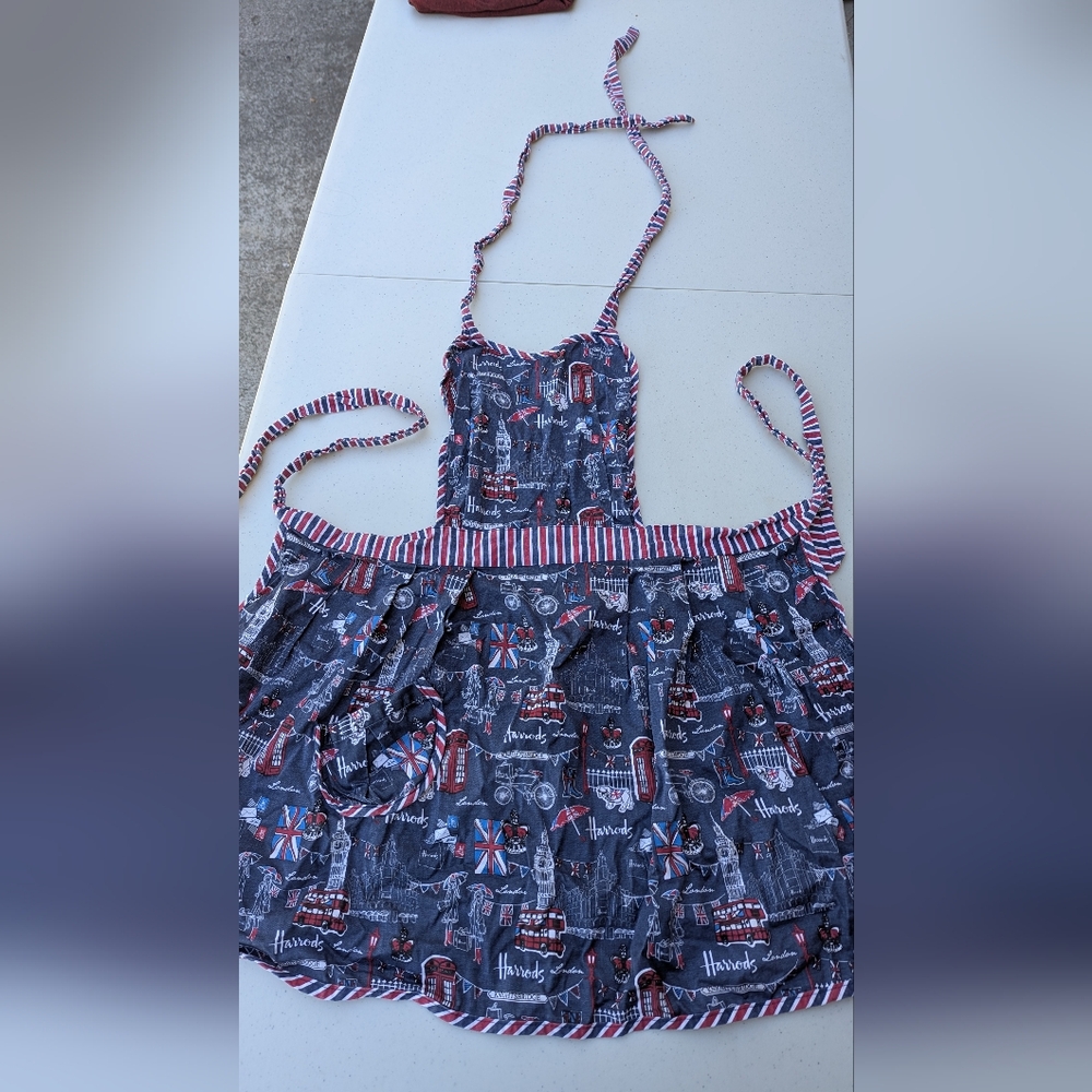 Harrods Red and Blue Striped Apron
